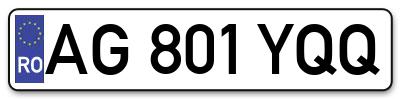 Placuta inmatriculare numar auto  AG-801-YQQ, AG 801 YQQ, AG801YQQ