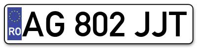 Placuta inmatriculare numar auto  AG-802-JJT, AG 802 JJT, AG802JJT
