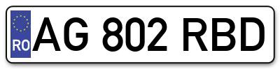 Placuta inmatriculare numar auto  AG-802-RBD, AG 802 RBD, AG802RBD
