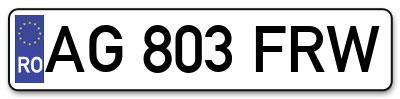 Placuta inmatriculare numar auto  AG-803-FRW, AG 803 FRW, AG803FRW