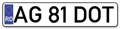 Placuta inmatriculare numar auto  AG-81-DOT, AG 81 DOT, AG81DOT