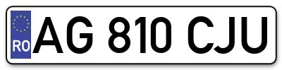 Placuta inmatriculare numar auto  AG-810-CJU, AG 810 CJU, AG810CJU