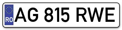 Placuta inmatriculare numar auto  AG-815-RWE, AG 815 RWE, AG815RWE