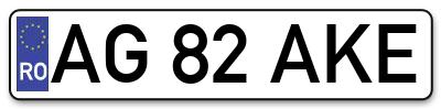 Placuta inmatriculare numar auto  AG-82-AKE, AG 82 AKE, AG82AKE