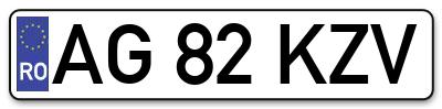 Placuta inmatriculare numar auto  AG-82-KZV, AG 82 KZV, AG82KZV