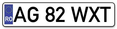 Placuta inmatriculare numar auto  AG-82-WXT, AG 82 WXT, AG82WXT