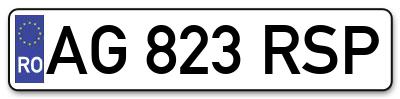 Placuta inmatriculare numar auto  AG-823-RSP, AG 823 RSP, AG823RSP