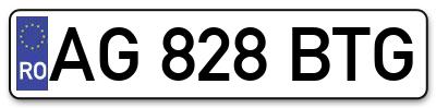 Placuta inmatriculare numar auto  AG-828-BTG, AG 828 BTG, AG828BTG