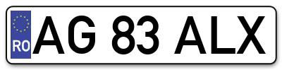 Placuta inmatriculare numar auto  AG-83-ALX, AG 83 ALX, AG83ALX