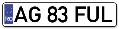 Placuta inmatriculare numar auto  AG-83-FUL, AG 83 FUL, AG83FUL