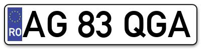 Placuta inmatriculare numar auto  AG-83-QGA, AG 83 QGA, AG83QGA