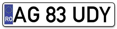Placuta inmatriculare numar auto  AG-83-UDY, AG 83 UDY, AG83UDY