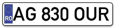 Placuta inmatriculare numar auto  AG-830-OUR, AG 830 OUR, AG830OUR
