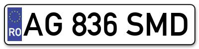 Placuta inmatriculare numar auto  AG-836-SMD, AG 836 SMD, AG836SMD