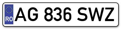 Placuta inmatriculare numar auto  AG-836-SWZ, AG 836 SWZ, AG836SWZ