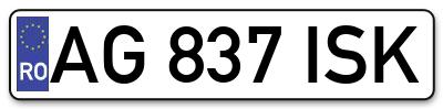 Placuta inmatriculare numar auto  AG-837-ISK, AG 837 ISK, AG837ISK
