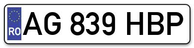 Placuta inmatriculare numar auto  AG-839-HBP, AG 839 HBP, AG839HBP