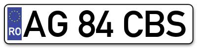 Placuta inmatriculare numar auto  AG-84-CBS, AG 84 CBS, AG84CBS