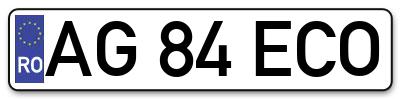Placuta inmatriculare numar auto  AG-84-ECO, AG 84 ECO, AG84ECO