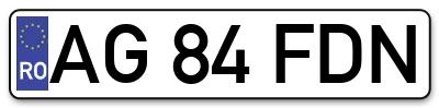 Placuta inmatriculare numar auto  AG-84-FDN, AG 84 FDN, AG84FDN