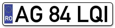 Placuta inmatriculare numar auto  AG-84-LQI, AG 84 LQI, AG84LQI