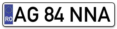 Placuta inmatriculare numar auto  AG-84-NNA, AG 84 NNA, AG84NNA