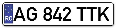 Placuta inmatriculare numar auto  AG-842-TTK, AG 842 TTK, AG842TTK