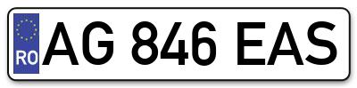Placuta inmatriculare numar auto  AG-846-EAS, AG 846 EAS, AG846EAS