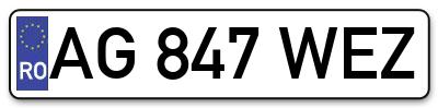 Placuta inmatriculare numar auto  AG-847-WEZ, AG 847 WEZ, AG847WEZ