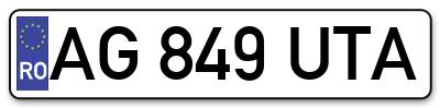 Placuta inmatriculare numar auto  AG-849-UTA, AG 849 UTA, AG849UTA