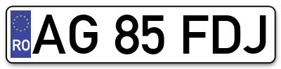Placuta inmatriculare numar auto  AG-85-FDJ, AG 85 FDJ, AG85FDJ