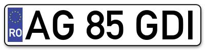 Placuta inmatriculare numar auto  AG-85-GDI, AG 85 GDI, AG85GDI
