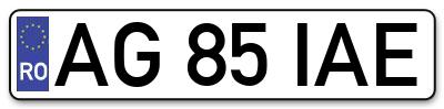 Placuta inmatriculare numar auto  AG-85-IAE, AG 85 IAE, AG85IAE