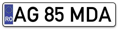 Placuta inmatriculare numar auto  AG-85-MDA, AG 85 MDA, AG85MDA