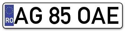 Placuta inmatriculare numar auto  AG-85-OAE, AG 85 OAE, AG85OAE