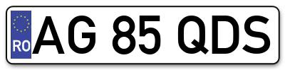 Placuta inmatriculare numar auto  AG-85-QDS, AG 85 QDS, AG85QDS