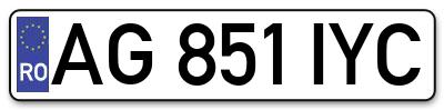 Placuta inmatriculare numar auto  AG-851-IYC, AG 851 IYC, AG851IYC