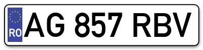 Placuta inmatriculare numar auto  AG-857-RBV, AG 857 RBV, AG857RBV