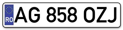Placuta inmatriculare numar auto  AG-858-OZJ, AG 858 OZJ, AG858OZJ