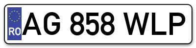 Placuta inmatriculare numar auto  AG-858-WLP, AG 858 WLP, AG858WLP