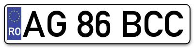 Placuta inmatriculare numar auto  AG-86-BCC, AG 86 BCC, AG86BCC