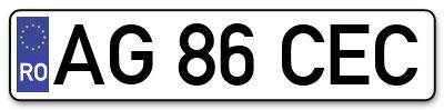 Placuta inmatriculare numar auto  AG-86-CEC, AG 86 CEC, AG86CEC