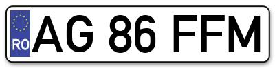 Placuta inmatriculare numar auto  AG-86-FFM, AG 86 FFM, AG86FFM
