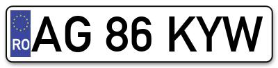 Placuta inmatriculare numar auto  AG-86-KYW, AG 86 KYW, AG86KYW