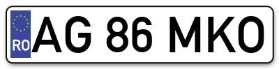 Placuta inmatriculare numar auto  AG-86-MKO, AG 86 MKO, AG86MKO