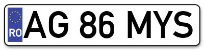 Placuta inmatriculare numar auto  AG-86-MYS, AG 86 MYS, AG86MYS