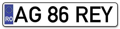 Placuta inmatriculare numar auto  AG-86-REY, AG 86 REY, AG86REY