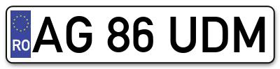 Placuta inmatriculare numar auto  AG-86-UDM, AG 86 UDM, AG86UDM