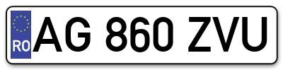 Placuta inmatriculare numar auto  AG-860-ZVU, AG 860 ZVU, AG860ZVU