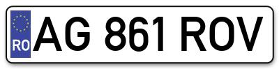 Placuta inmatriculare numar auto  AG-861-ROV, AG 861 ROV, AG861ROV